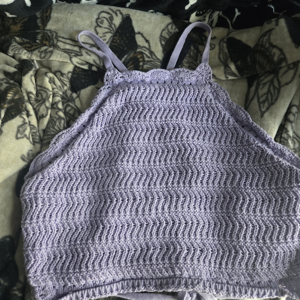 Hollister Lavender Crochet Halter Top